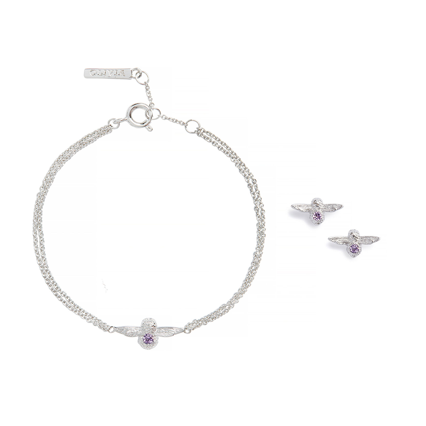 Olivia Burton Bejewelled Bee Bracelet and Earrings Women's Gift Set
