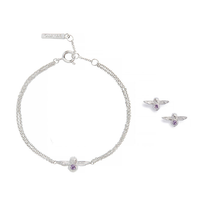 Olivia Burton Bejewelled Bee Bracelet and Earrings Women's Gift Set
