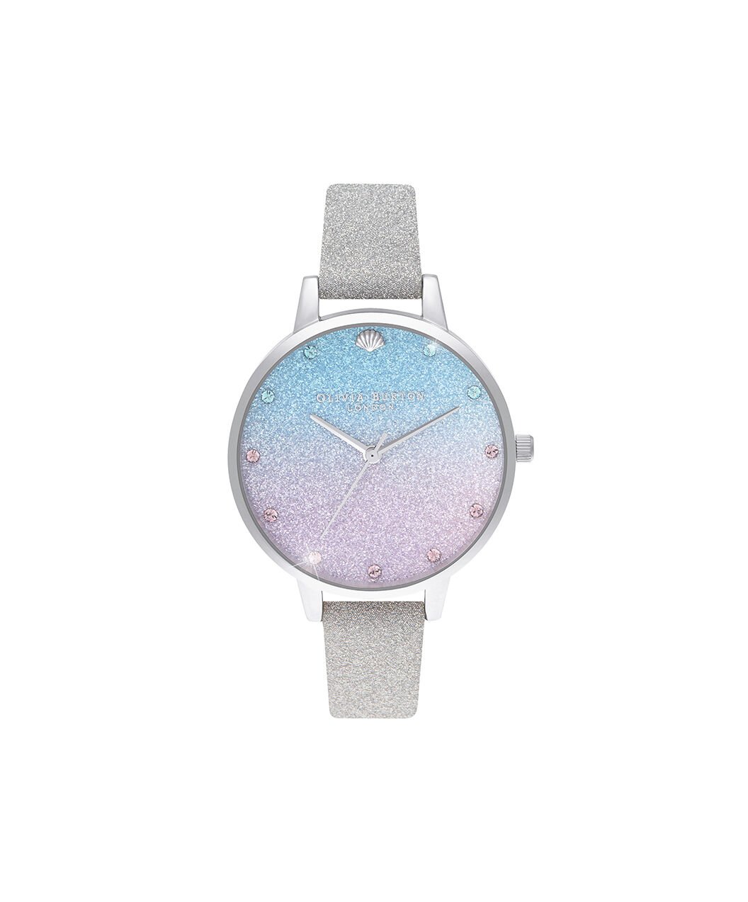 Glitter Ombre Demi Dial Sparkle Markers Glitter Strap Silver Watch Olivia Burton London