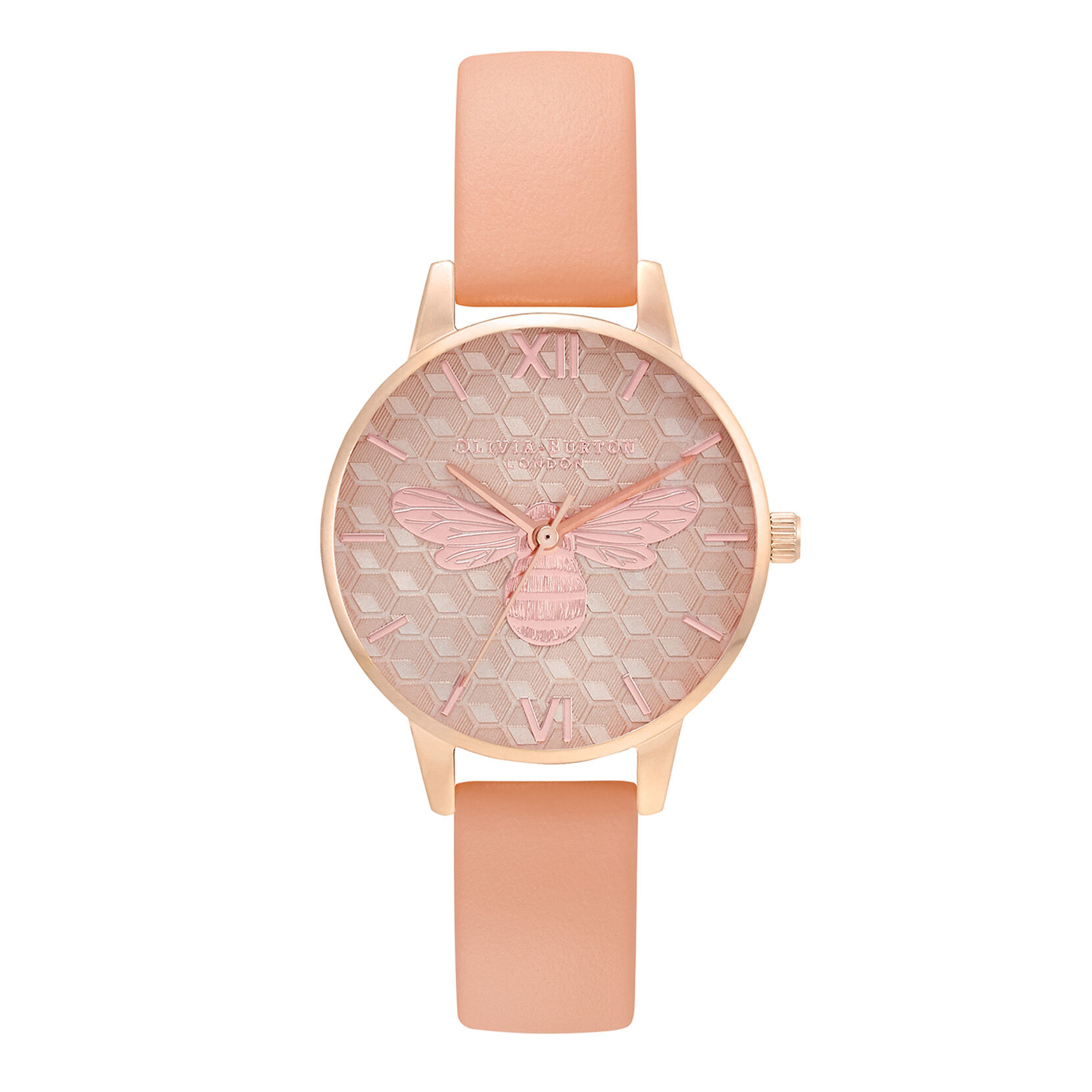 Olivia Burton Honey Bee Rose Gold Watch with Leather Strap