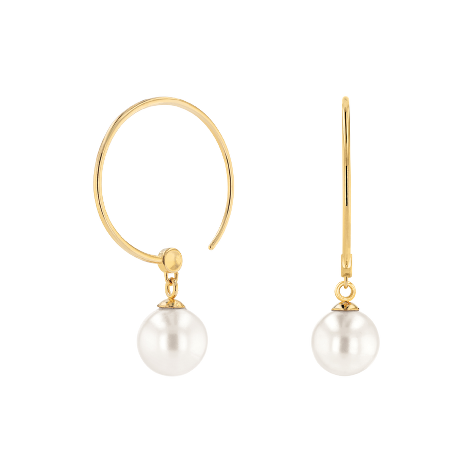 Pearl hoop earrings 14k sales