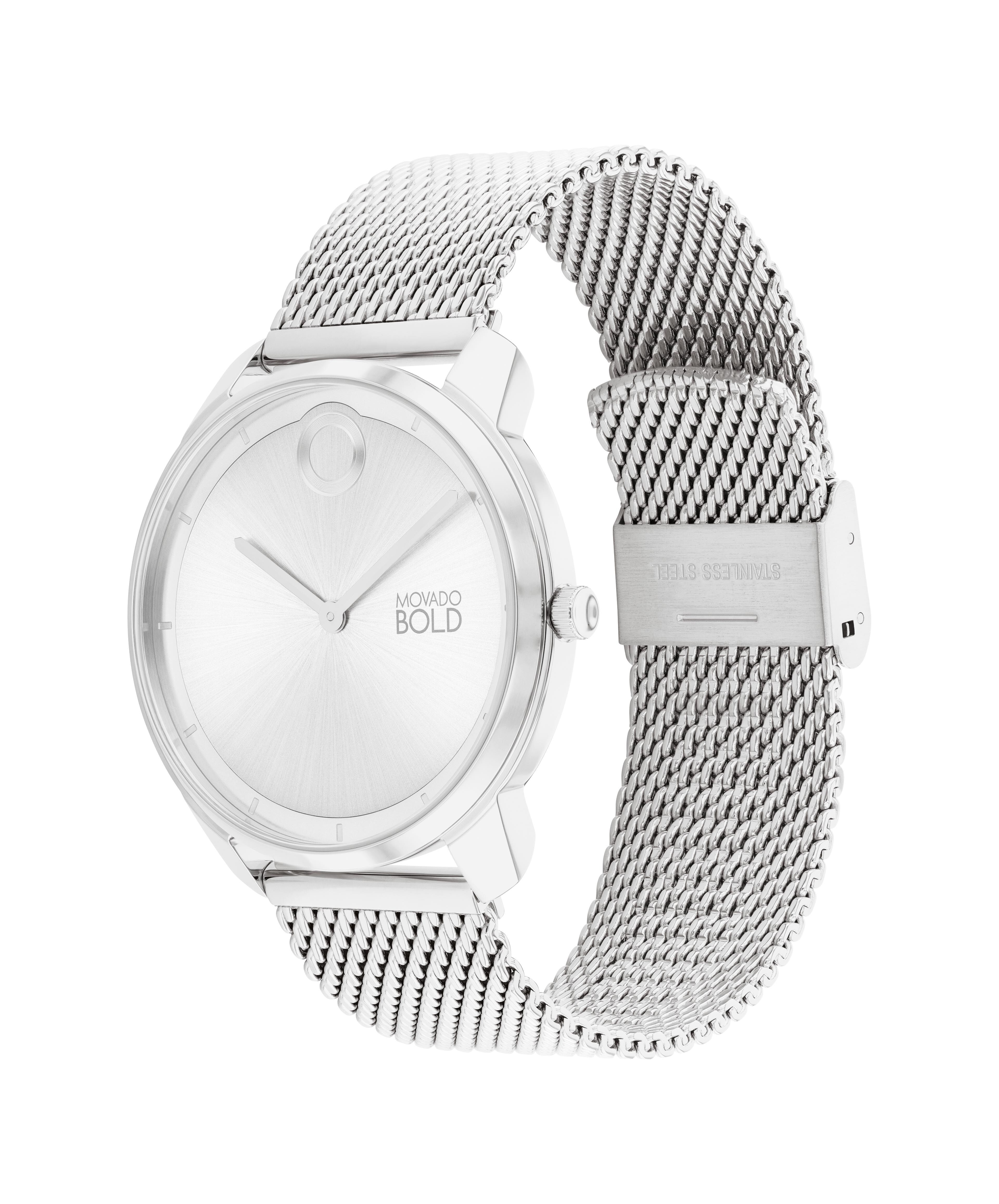 Movado silver mesh watch sales