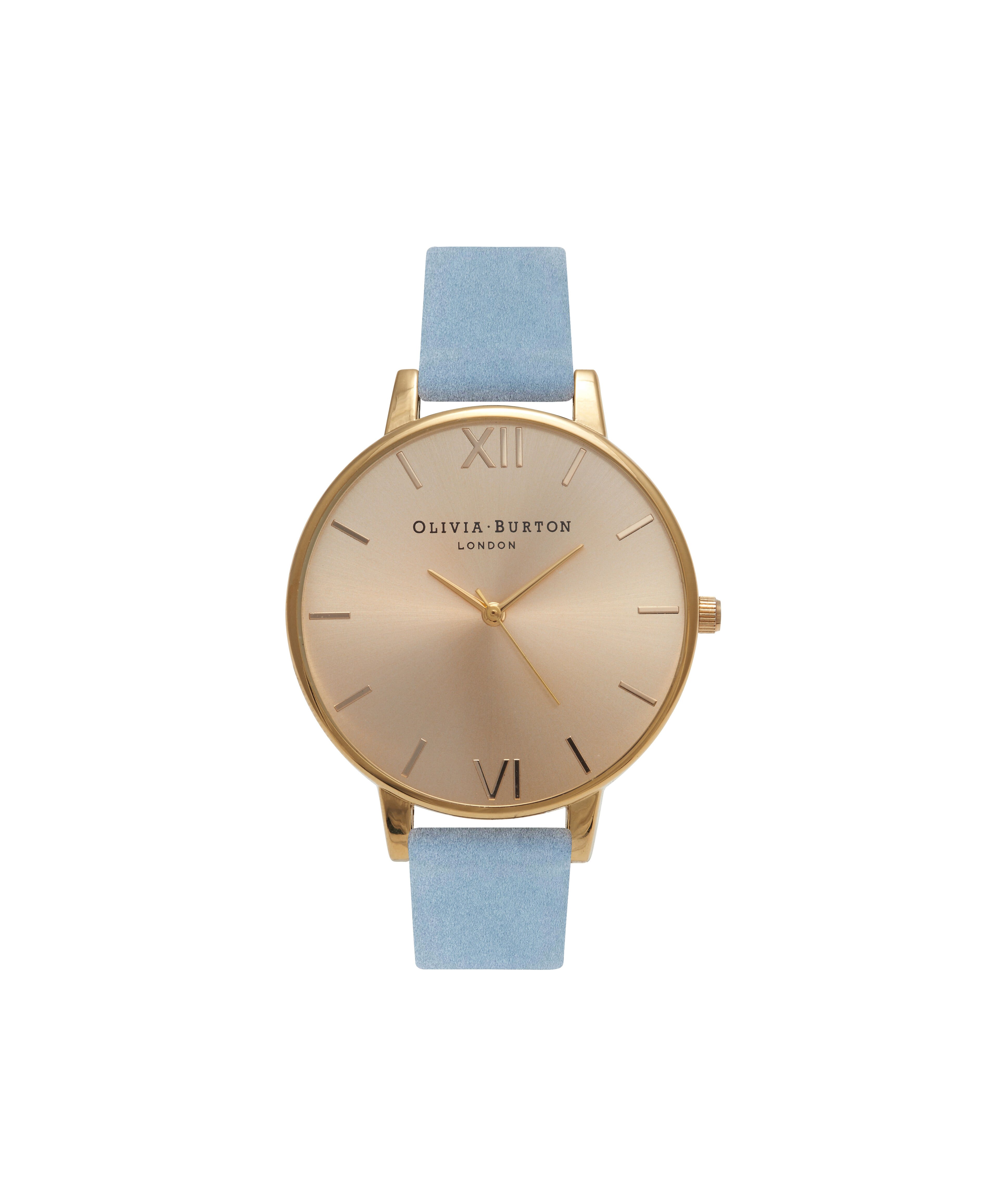 Olivia Burton Movado Company Store Ladies Sunray Dial Chalk Blue Suede Gold
