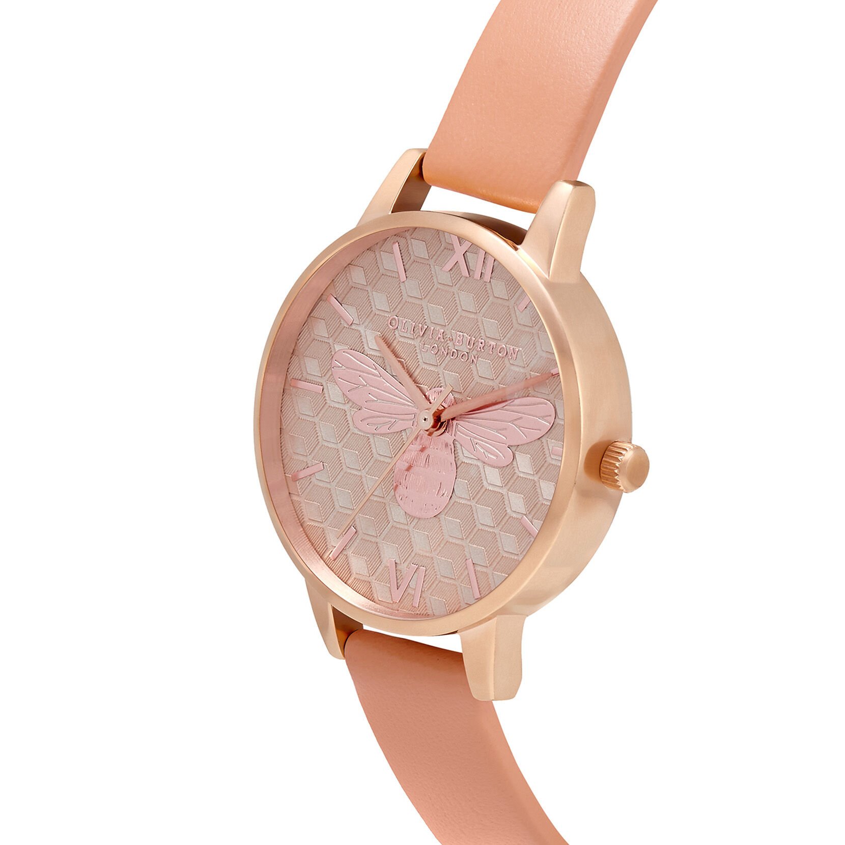 30mm Rose Gold & Tan Leather Strap Watch