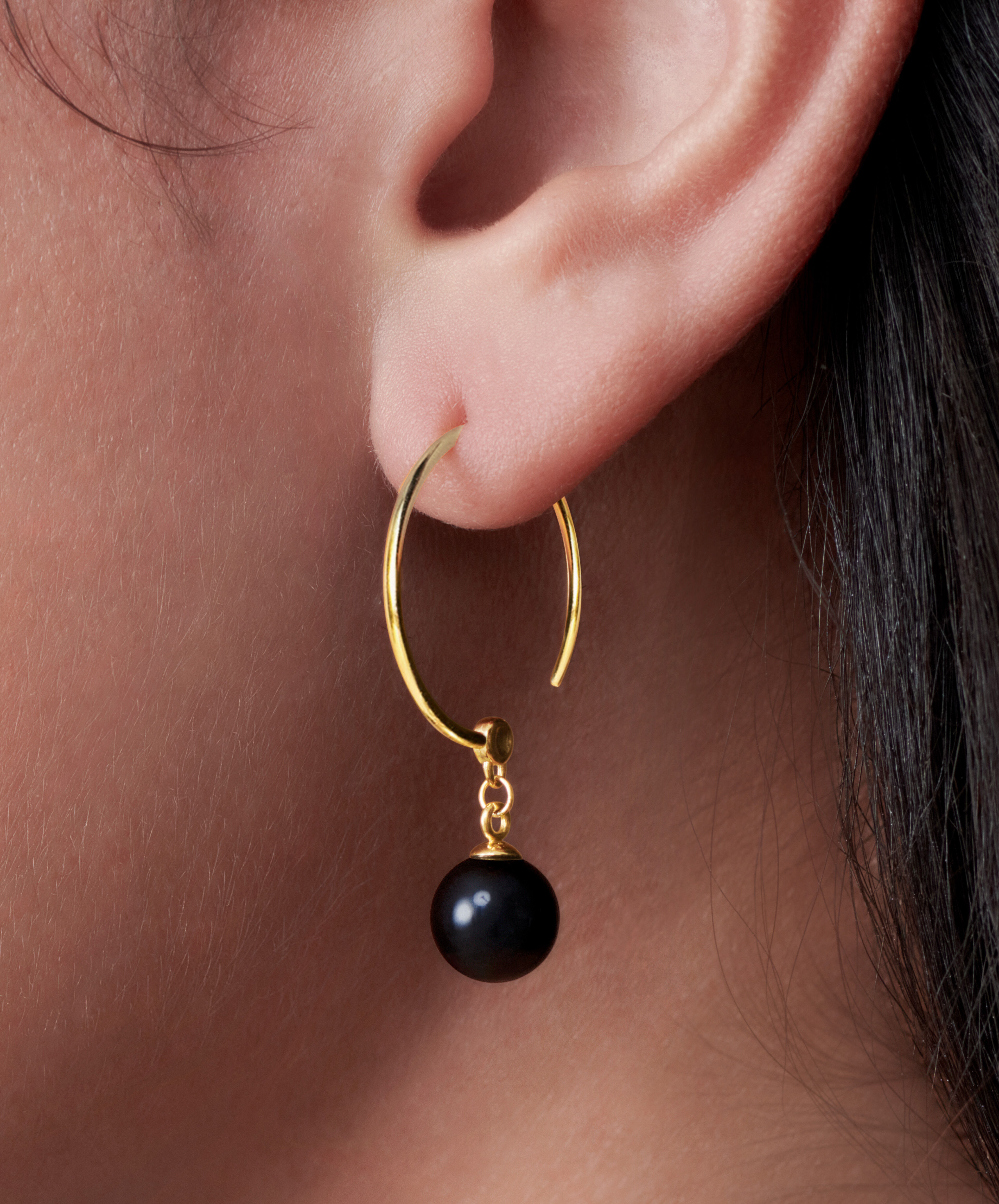 Movado | Movado Pearl Collection Gold Hoop Earrings With