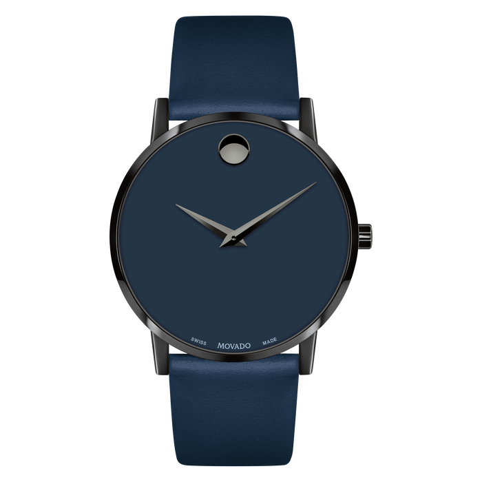 Movado blue leather strap sales