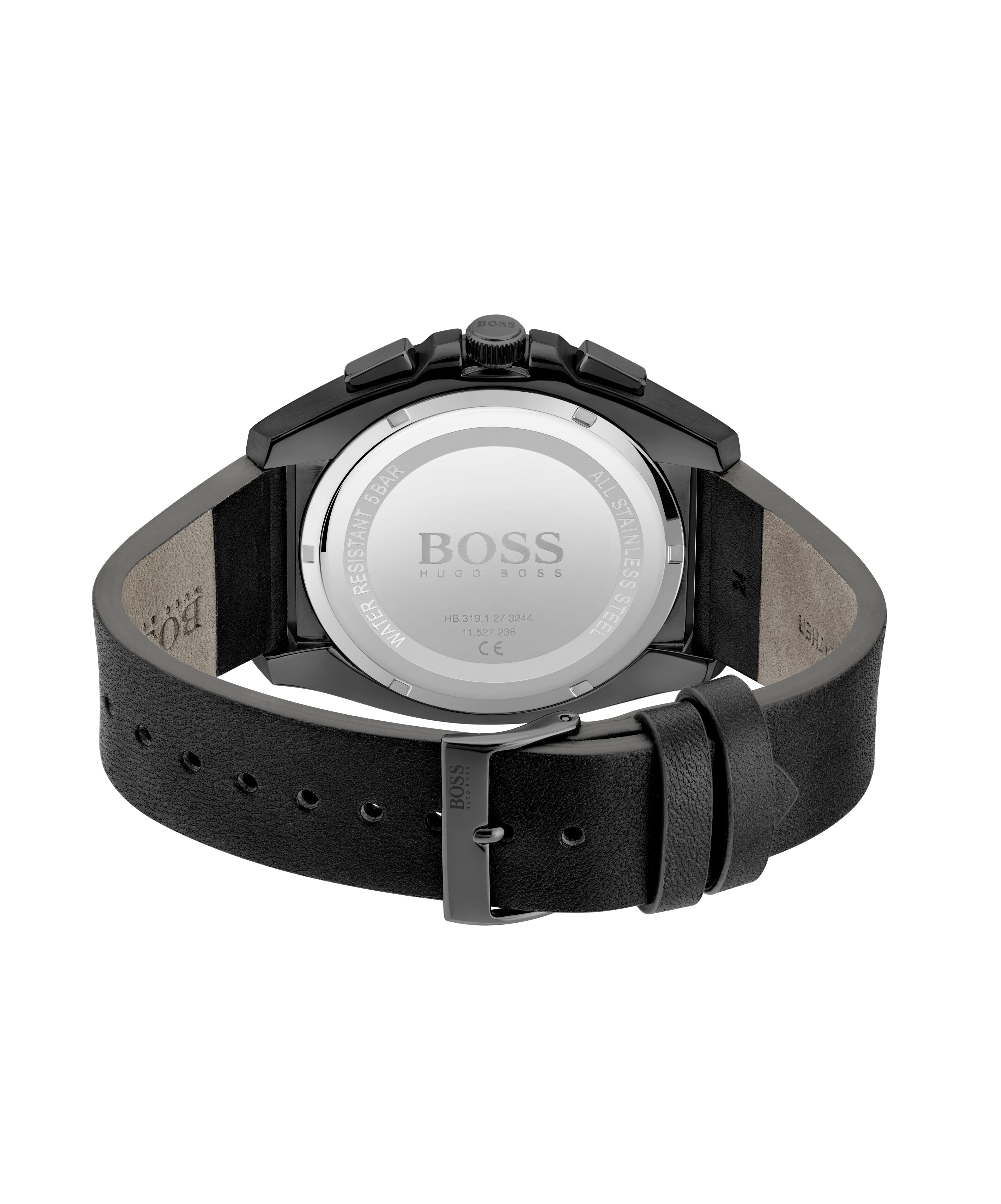 Hugo boss grand prix men's black ion plated bracelet watch hotsell