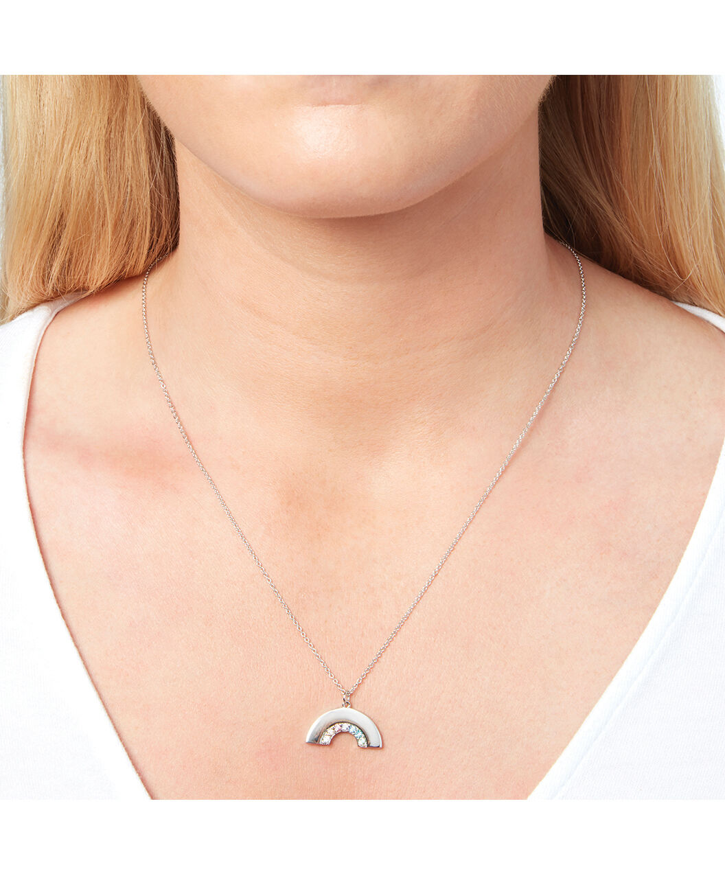 Silver rainbow necklace hotsell