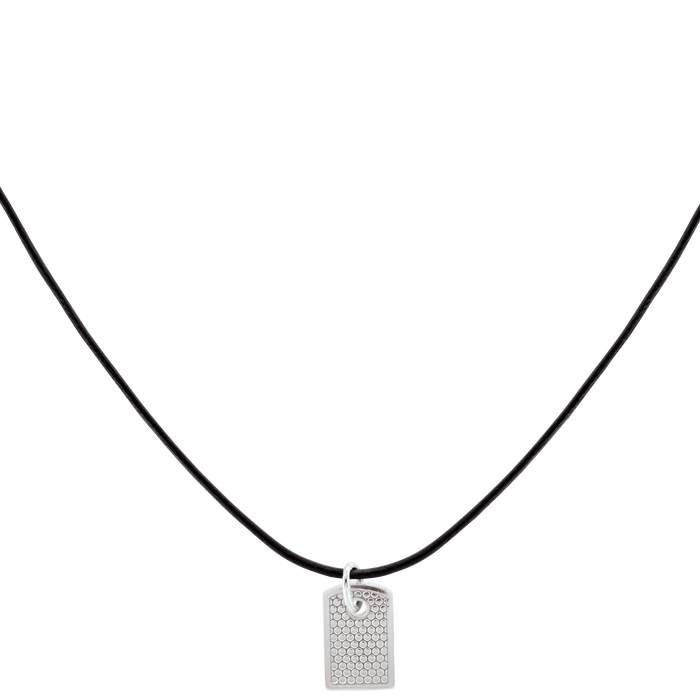 Movado Movado Men s Black Cord Necklace with Silver Pendant