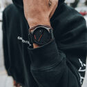 Black Leather Men's Watch, 45mm