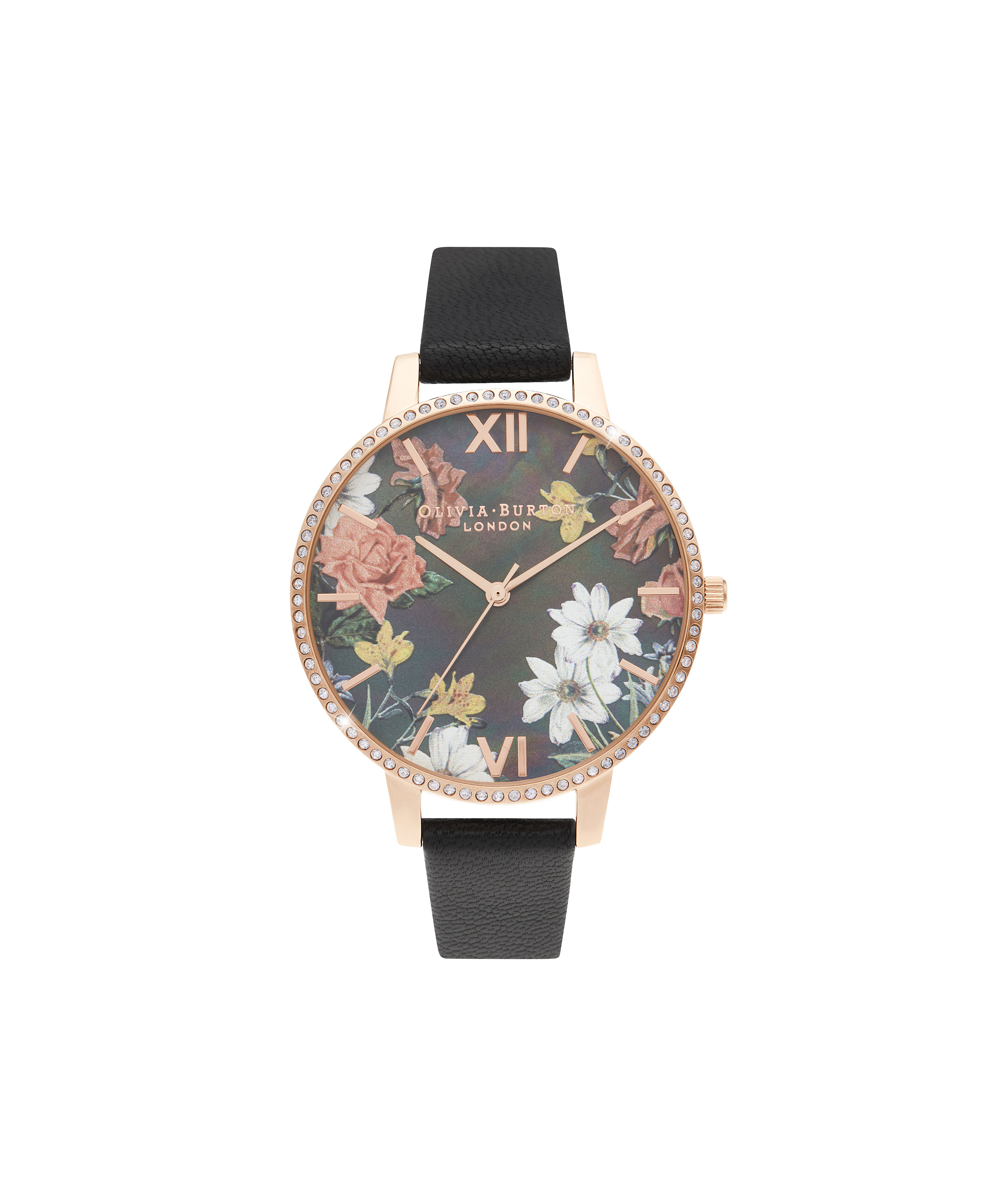 Olivia burton watches black and rose gold outlet