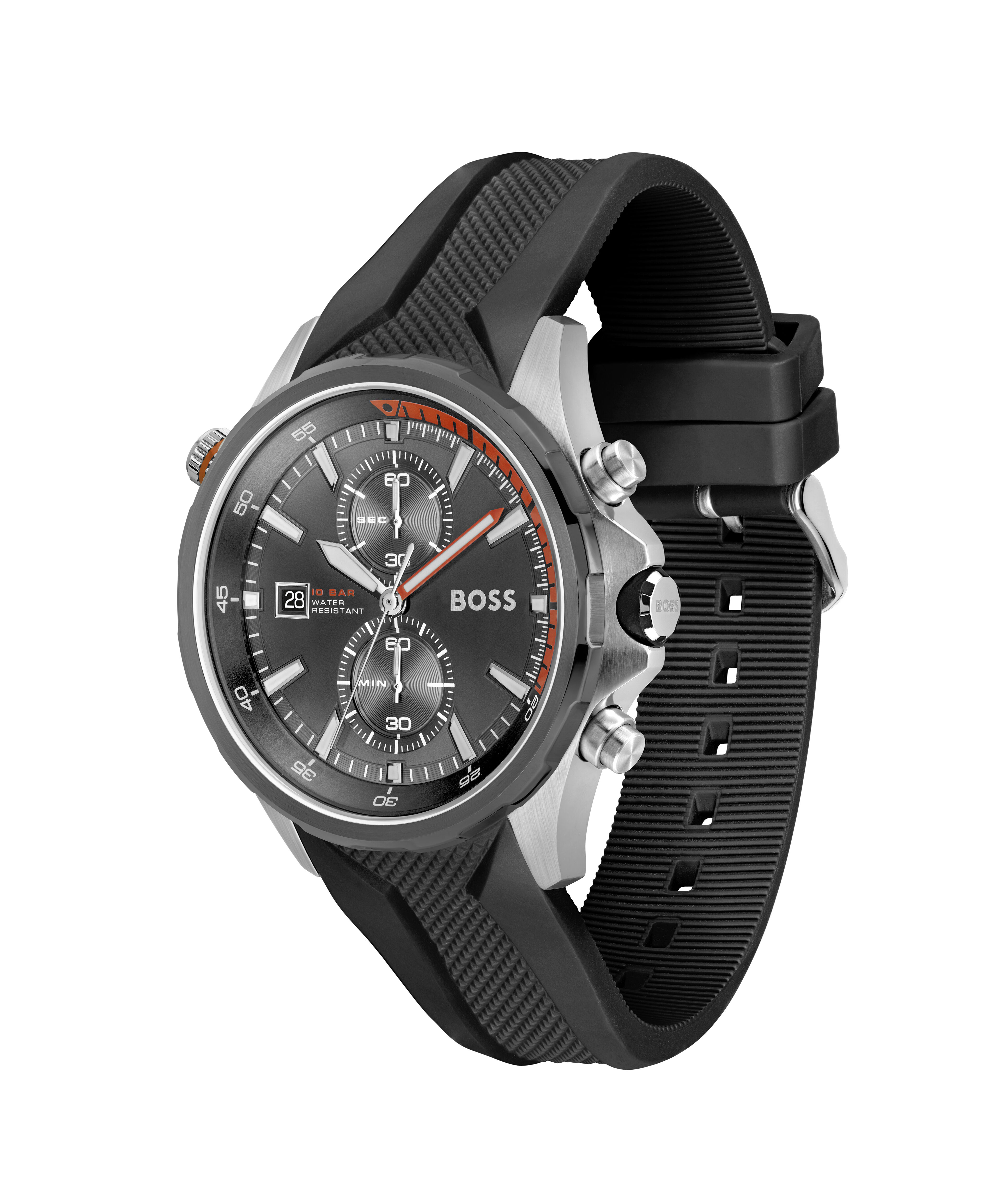 Hugo men's race black leather strap watch sales