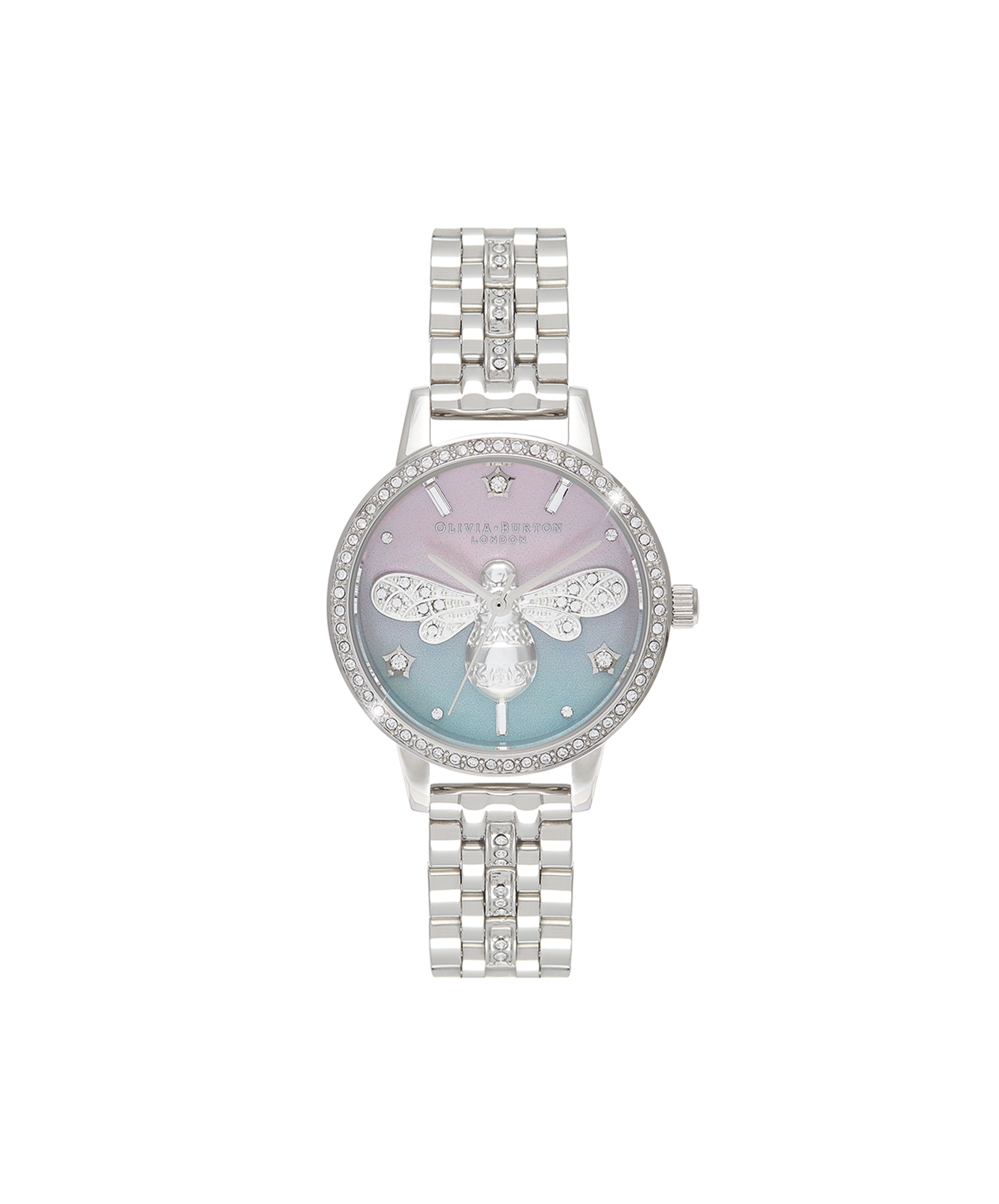 Sparkle Bee 30mm Ombre Silver Bracelet Watch Olivia Burton London