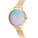 Glitter Ombre Demi Dial Sparkle Markers Gold Mesh Watch