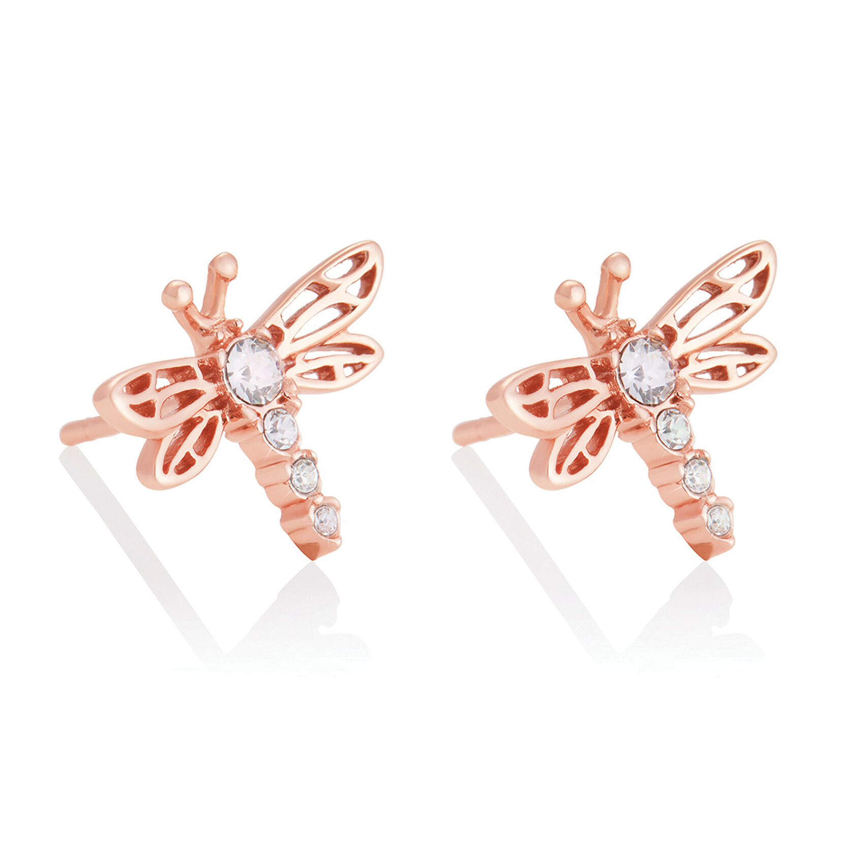 Rose Gold Dragonfly Stud Earrings