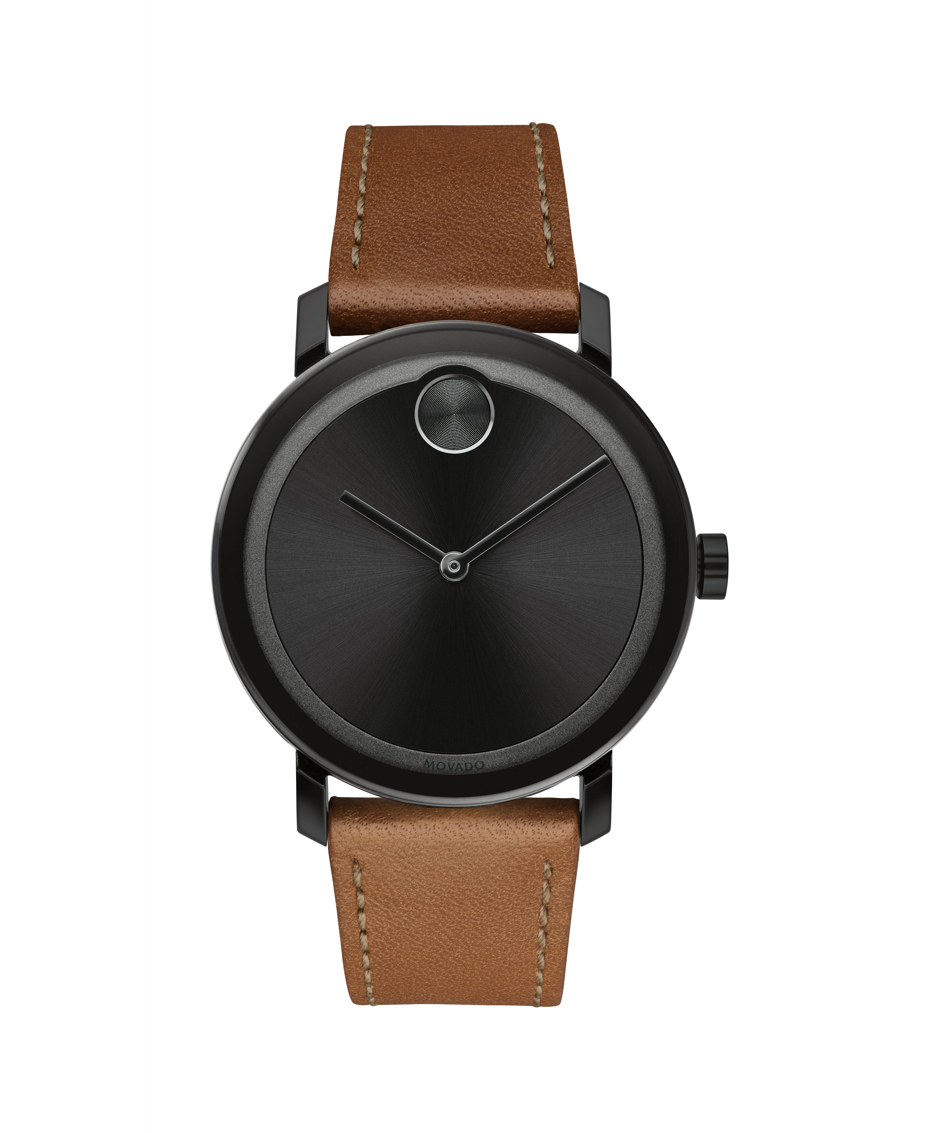 Movado Movado Bold black ion plated Stainless Steel Watch with leather strap