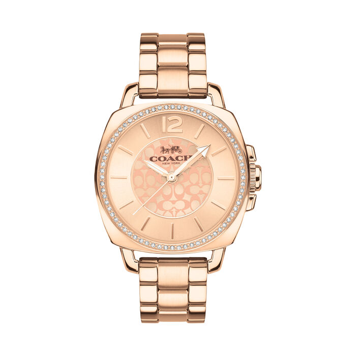 Coach | Movado Company Store|Coach Boyfriend Rose Gold Bracelet Watch with  Crystals