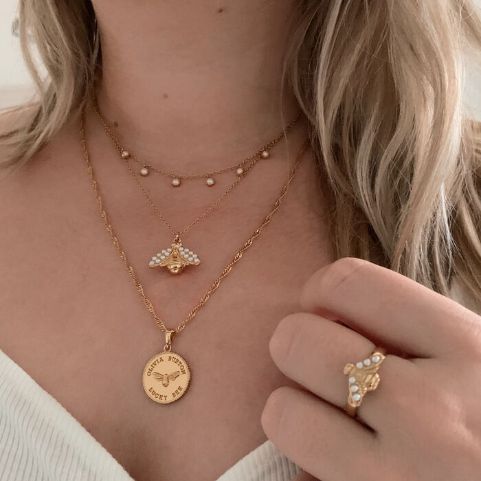 Gold Bee Double Layer Necklace