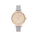 34mm Carnation Gold & Grey Leather Strap Watch