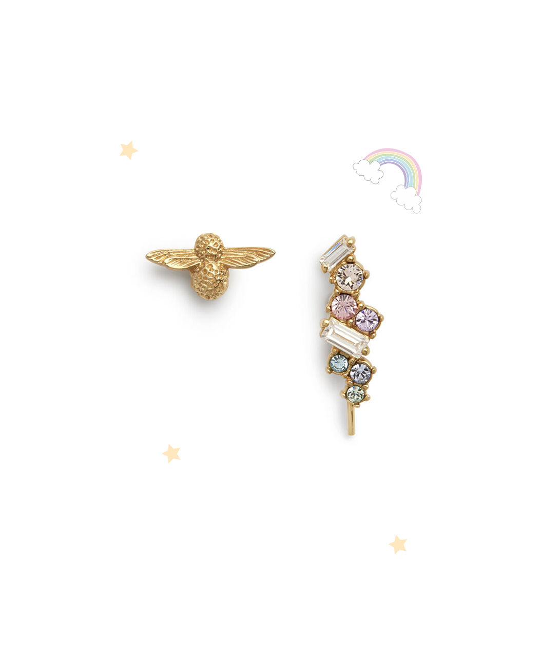 Olivia Burton Movado Company Store Rainbow Bee Crawler Stud Gold