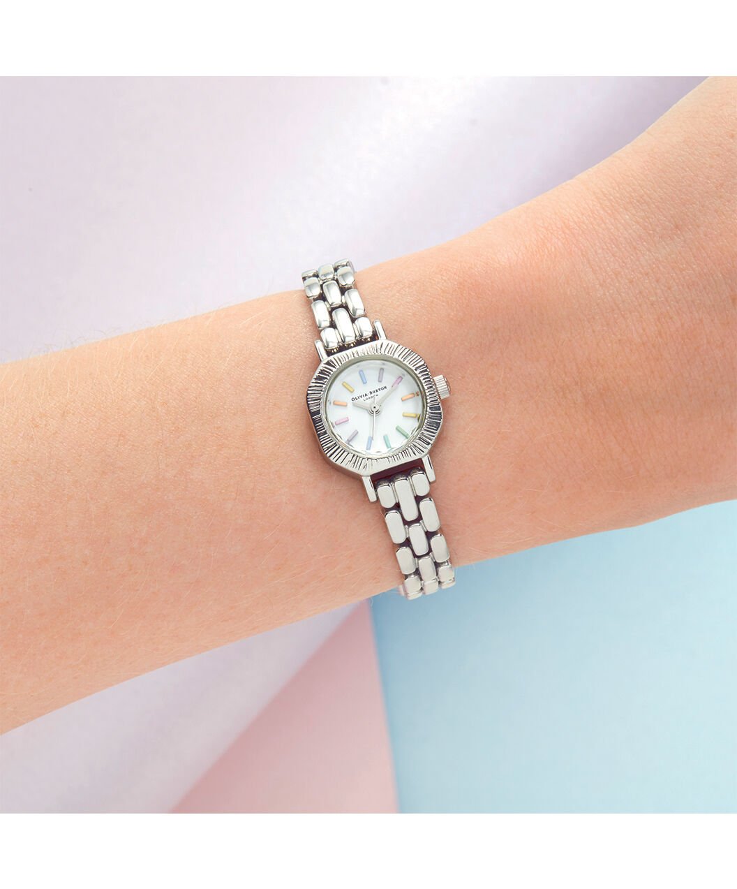 Olivia burton silver bracelet watch hotsell