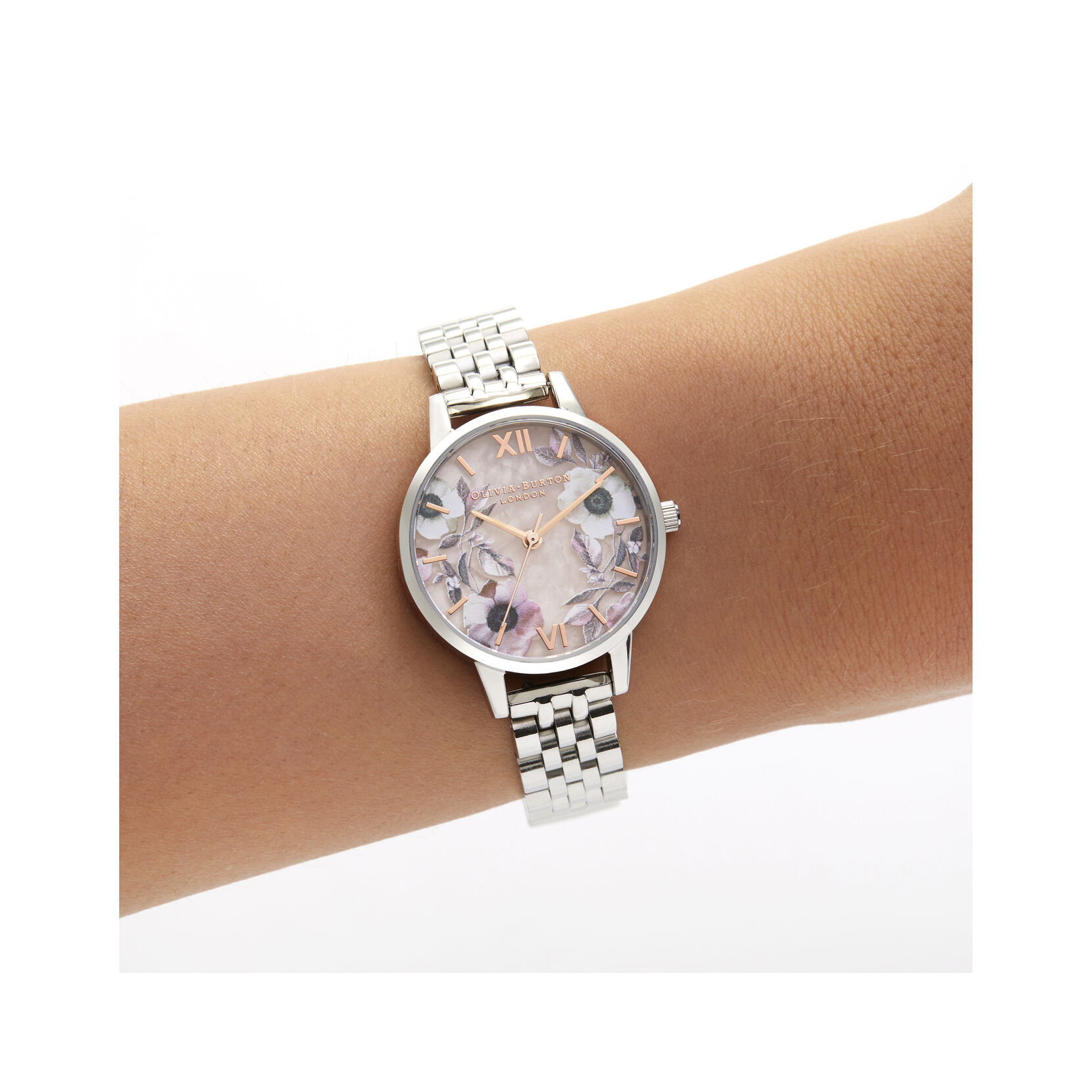 Midi Rose Quartz & Silver Bracelet Watch