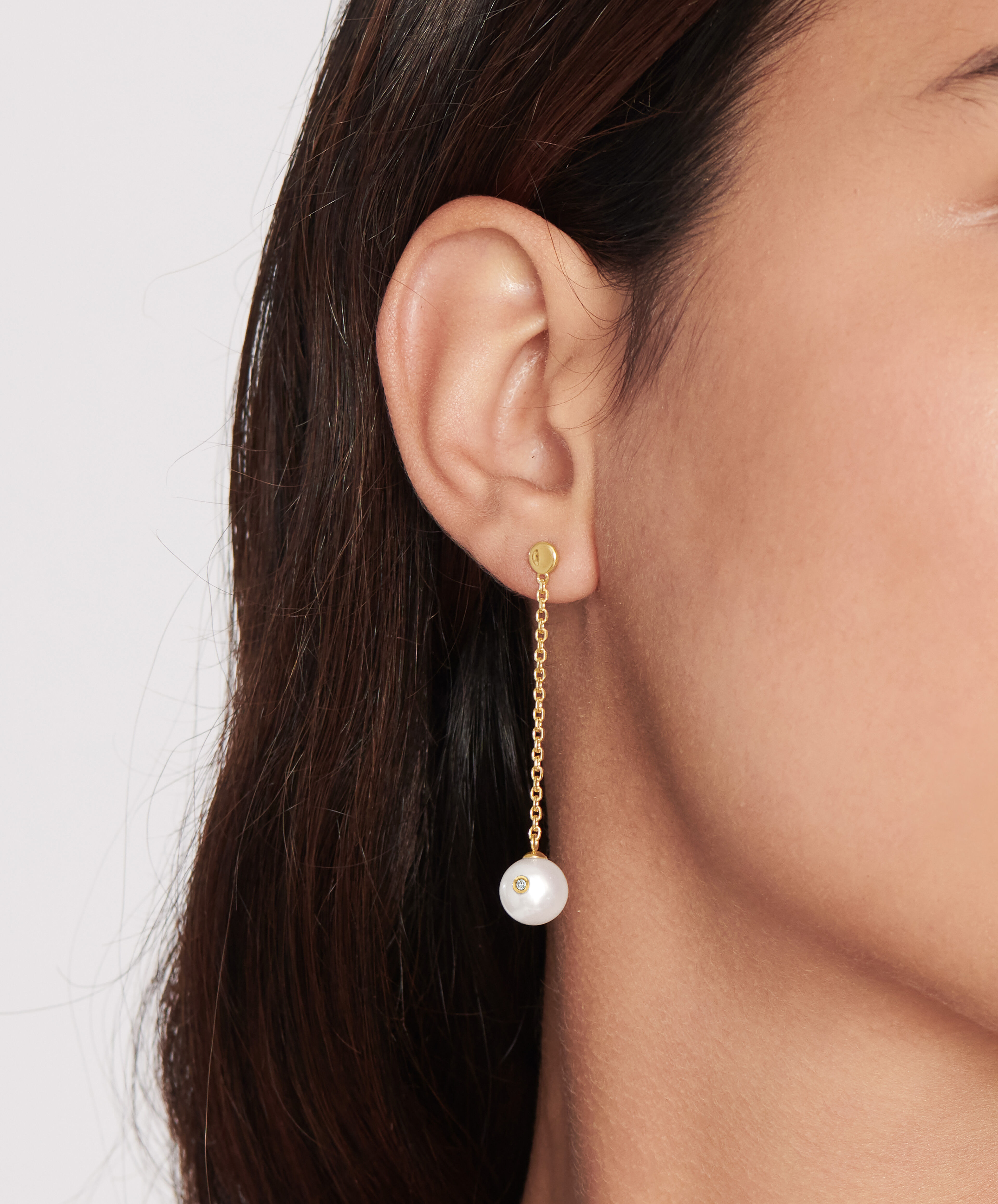 Movado Movado Pearl Collection Gold Drop Earrings With White Pearl