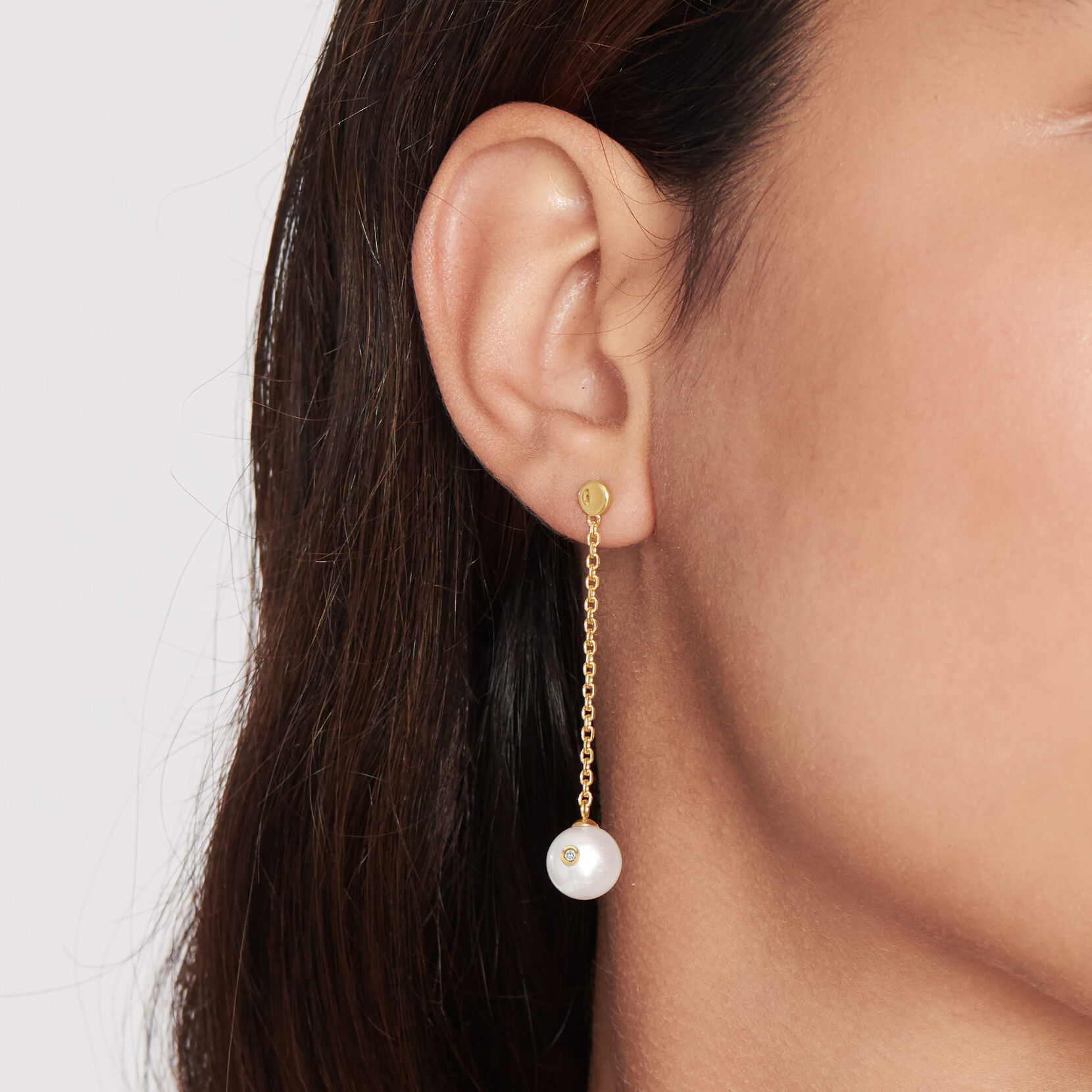 Pearl With Diamond Accent Drop Women's Earrings