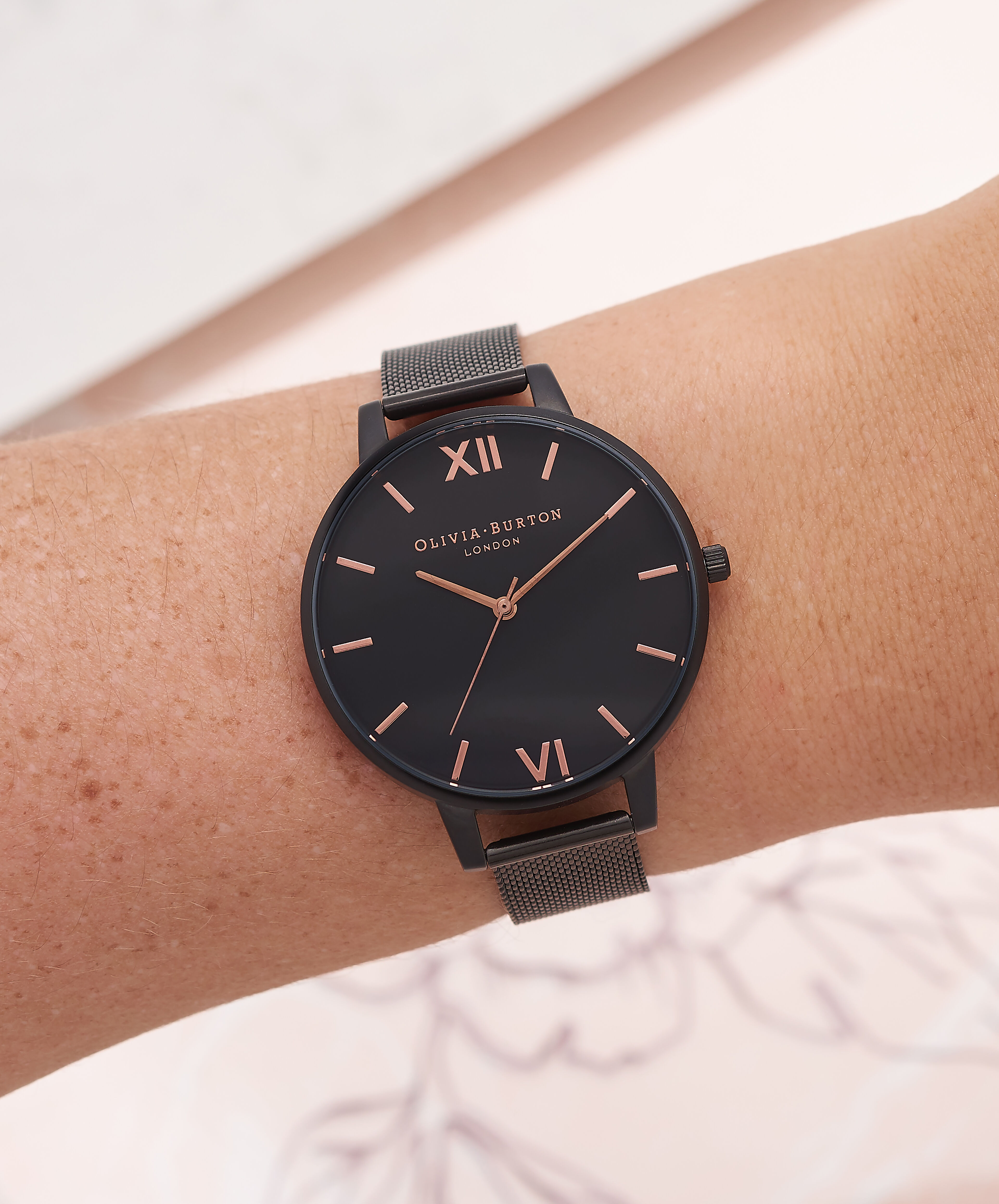 Olivia burton black face watch sales