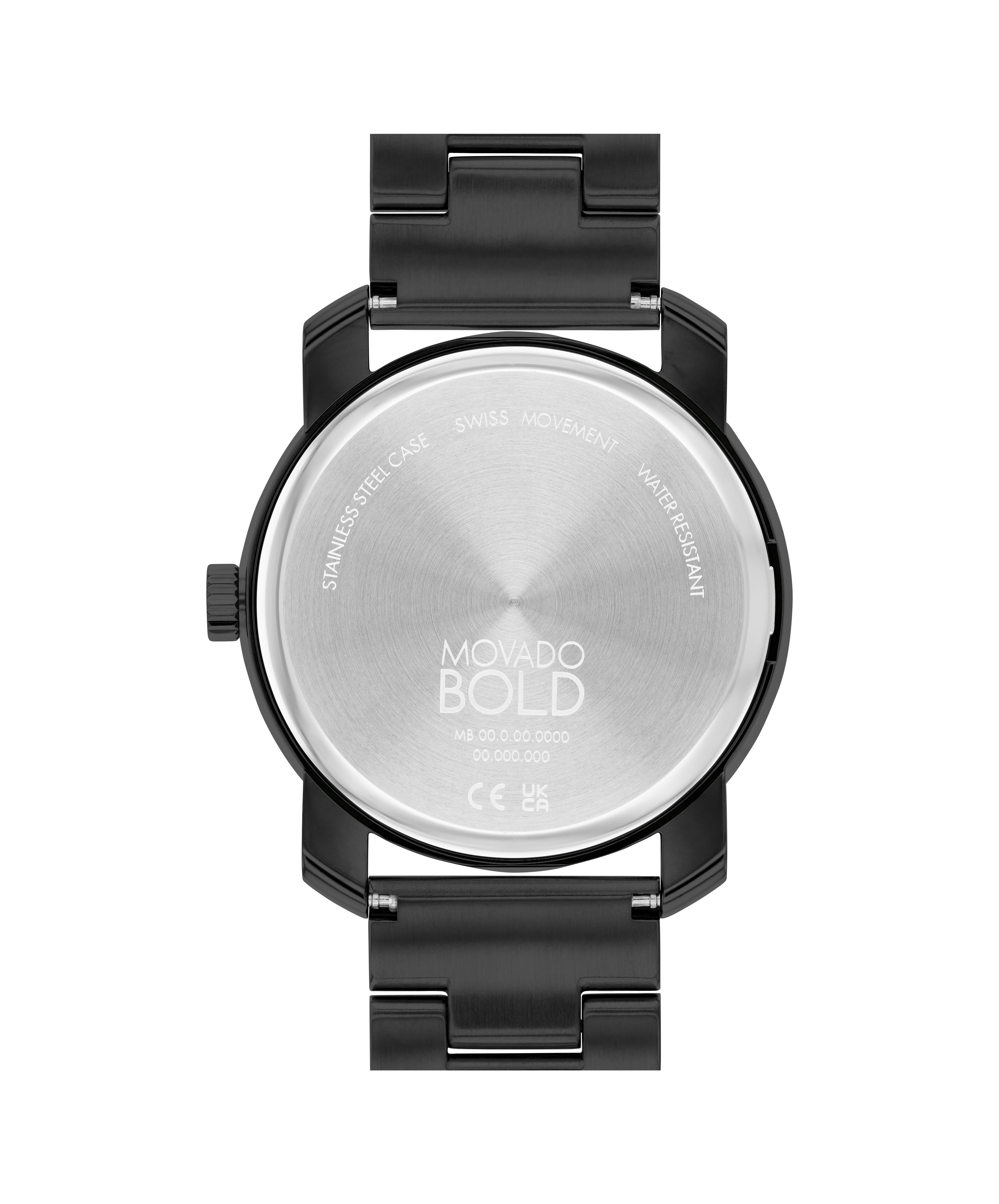 Movado bold black deals stainless steel watch