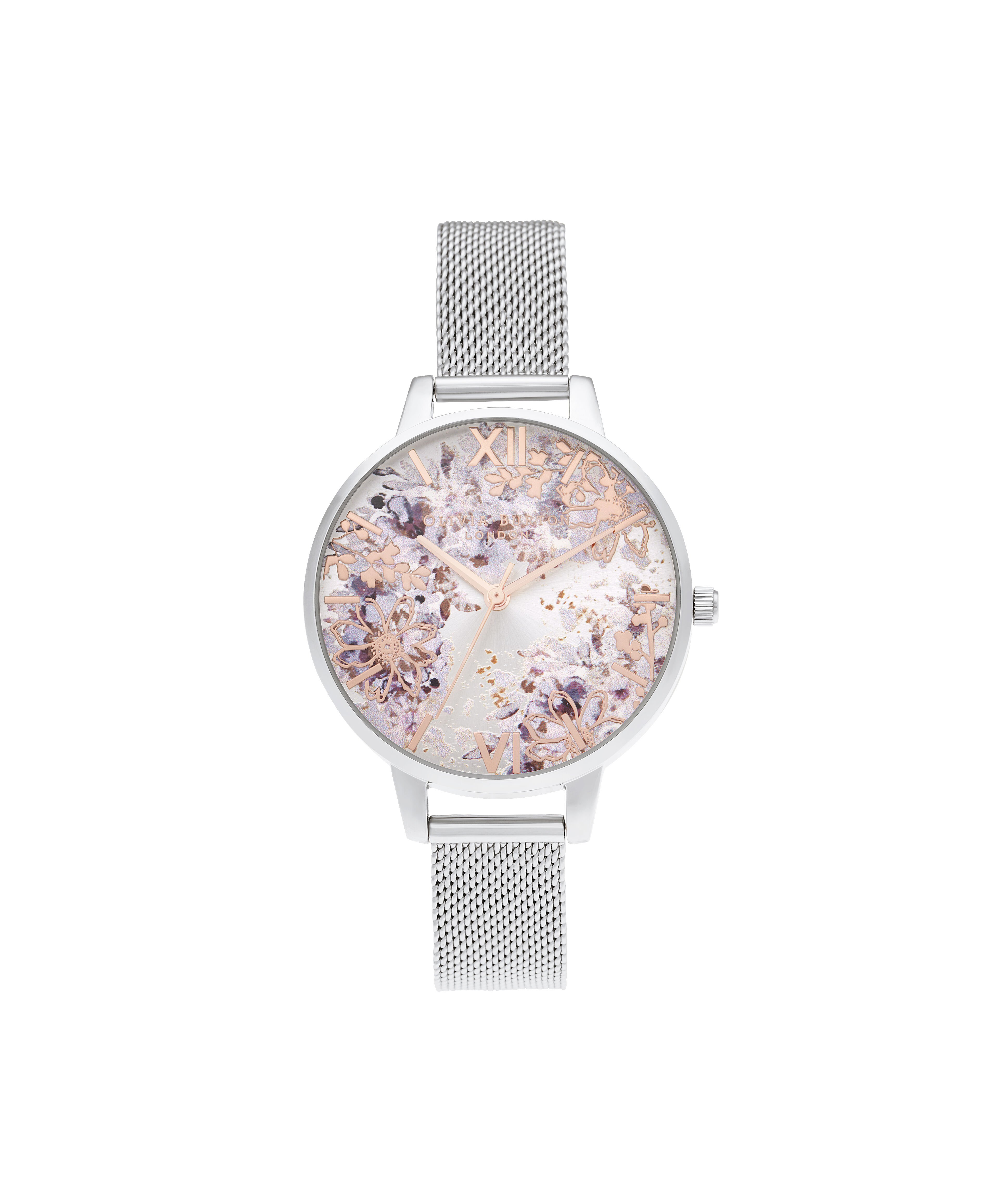 Olivia Burton Abstract Floral Mesh Strap Watch