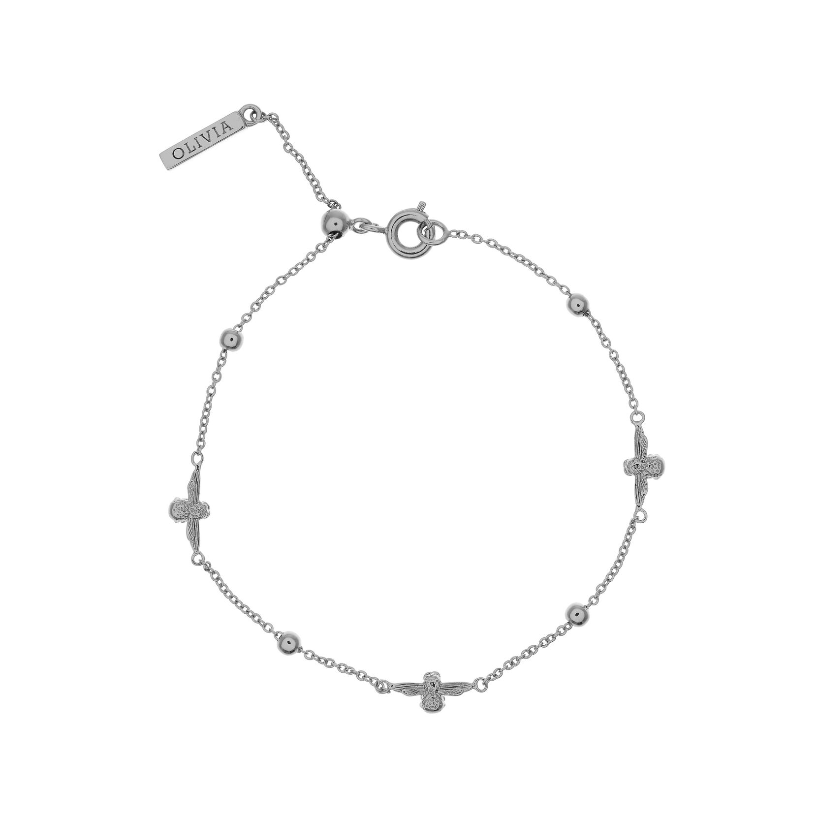 3D Bee & Ball Chain Bracelet Silver