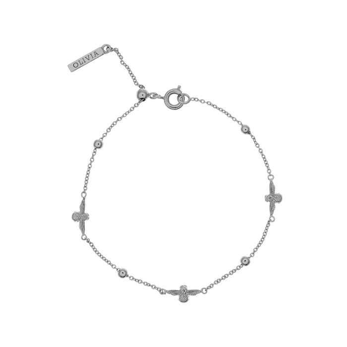 3D Bee & Ball Chain Bracelet Silver