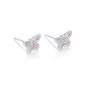Bejewelled Butterfly Earrings Silver & Pink Stone
