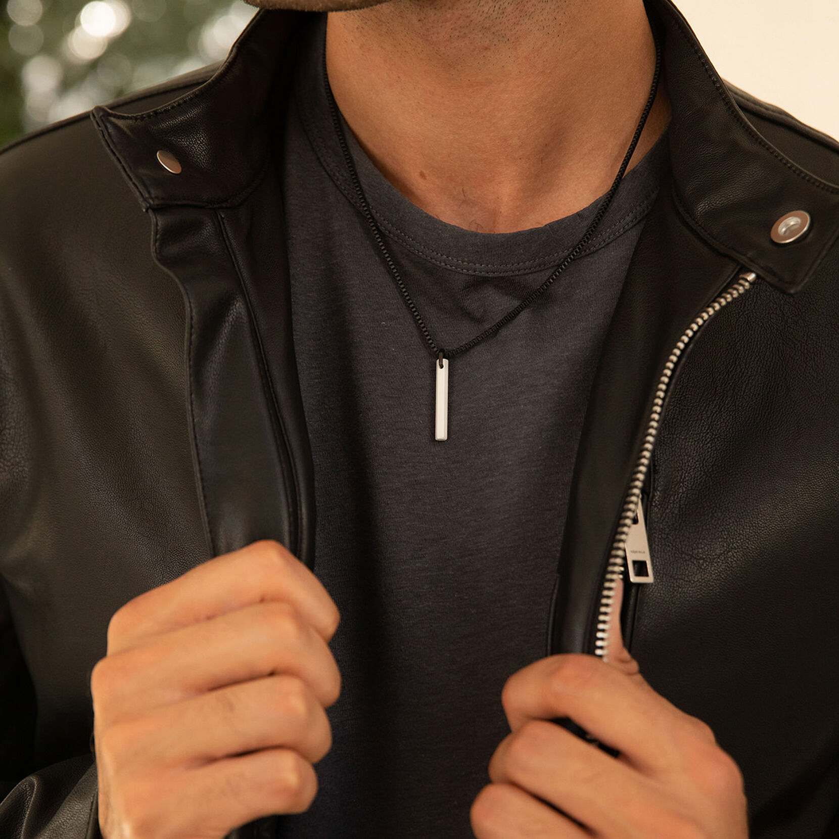 Ceramic Monolith Pendant Men's Necklace