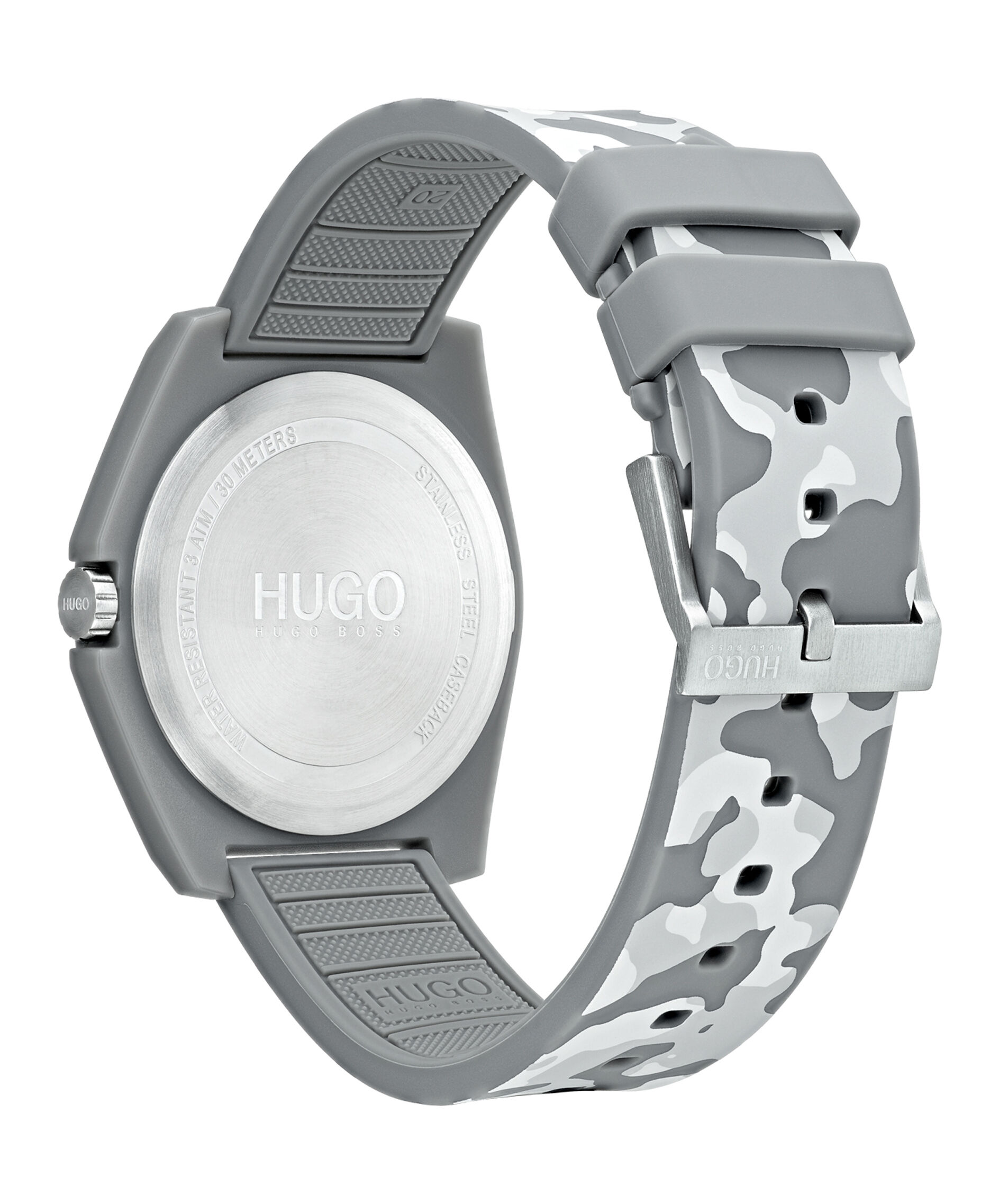 Hugo Boss Movado Company Store Play grey TR90 case with camoflauge dial and strap