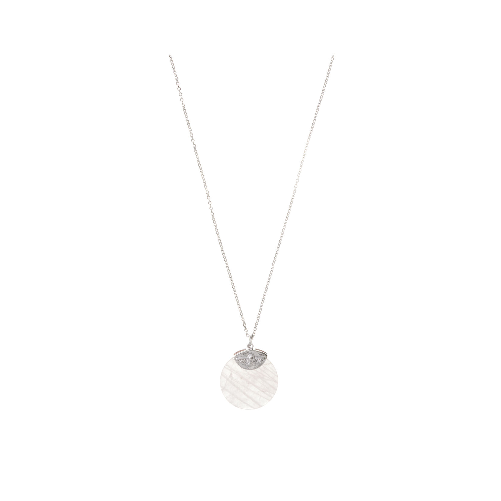 Olivia Burton Semi Precious Necklace Silver & Rose Quartz