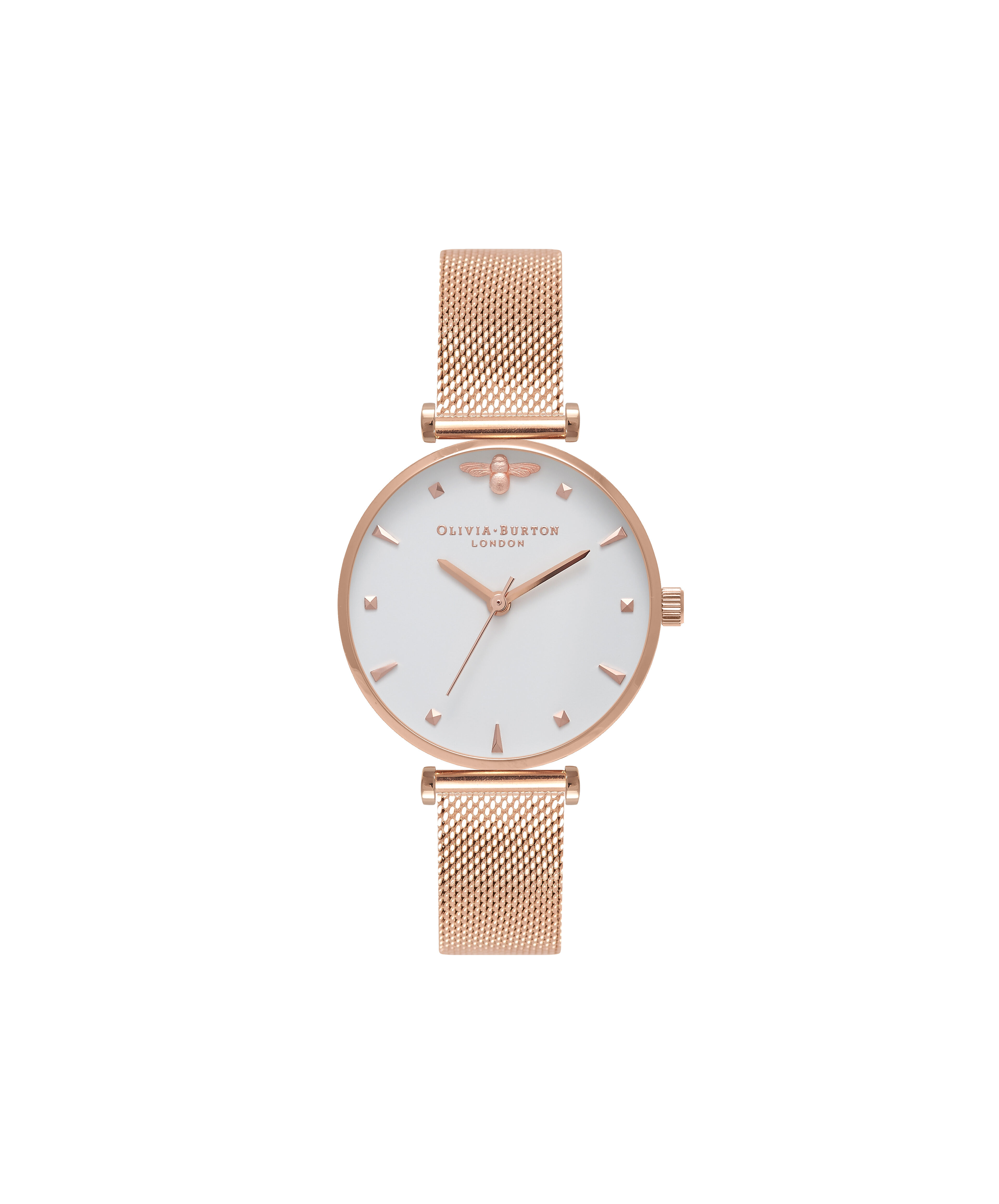 Ladies Rose Gold Mesh Watch Olivia Burton London