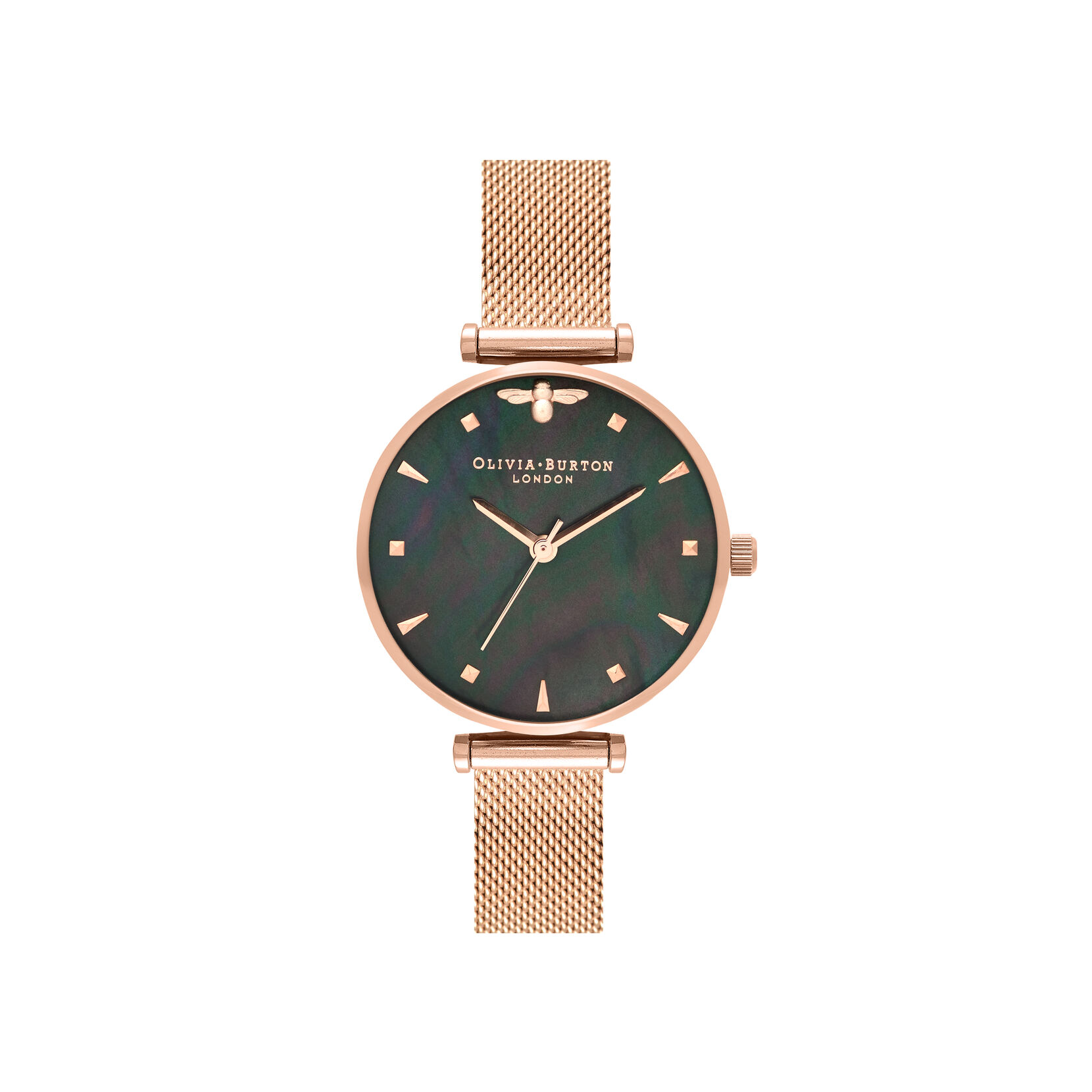  Queen Bee Black Mother of Pearl Rose Gold Mesh 