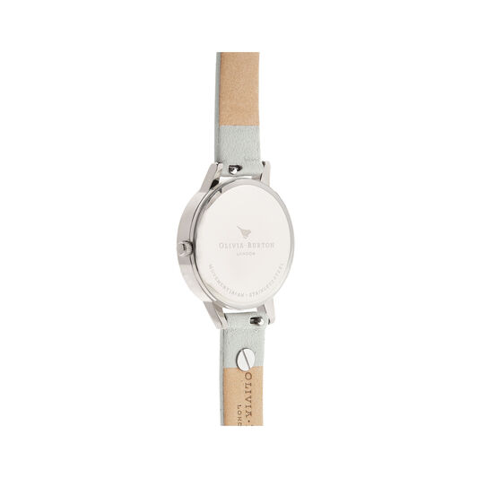 Olivia Burton Embellished Strap Grey & Silver Butterfly Watch