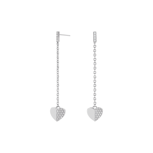 Heart Charm and Diamond Drop Women's Earrings