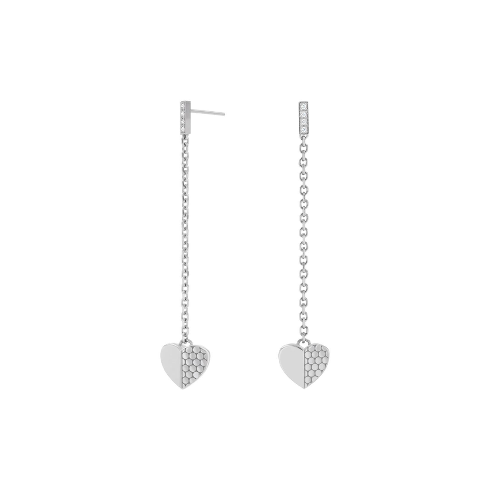 Heart Charm and Diamond Drop Women's Earrings