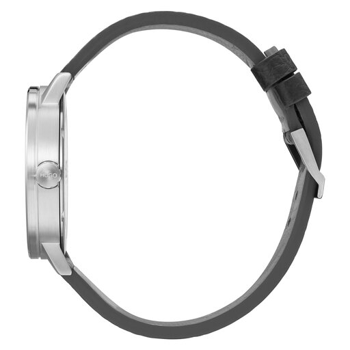 HUGO Men's #RASE Black Leather Watch