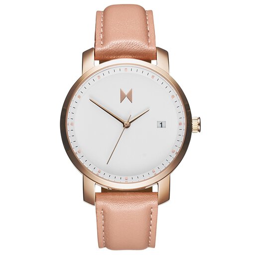Rose Gold Peach Leather Women's Watch, 38mm