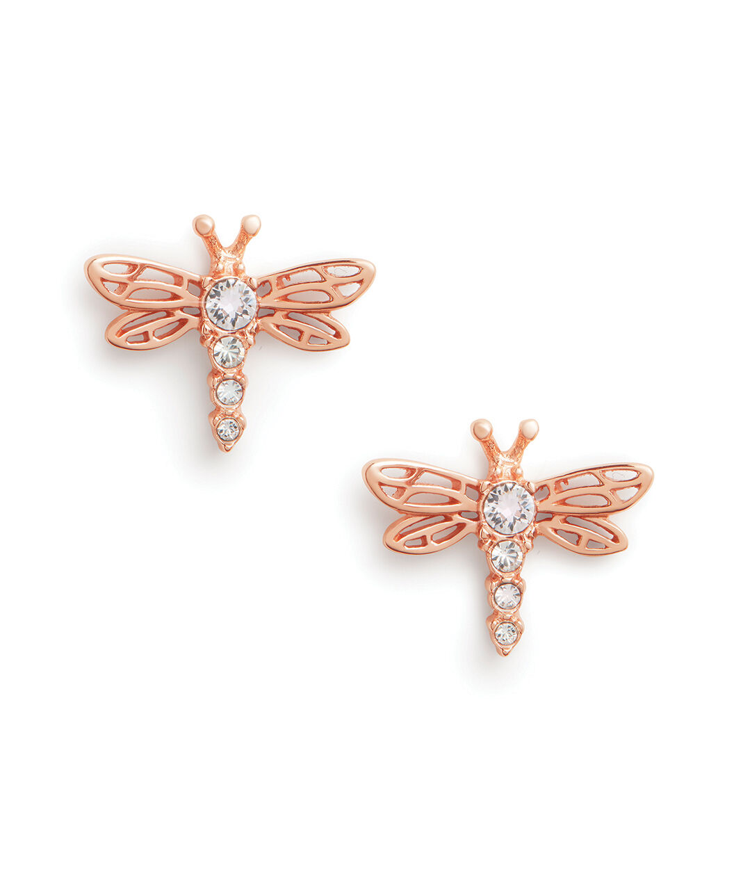 Dancing Dragonfly Rose Gold Dragonfly Stud Earrings Olivia