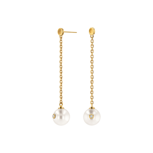 Pearl With Diamond Accent Drop Women's Earrings