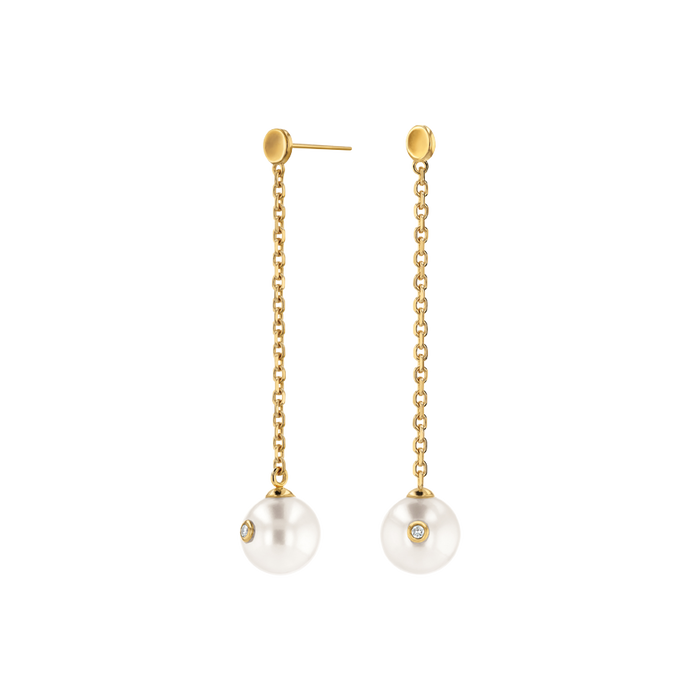 Pearl With Diamond Accent Drop Women's Earrings