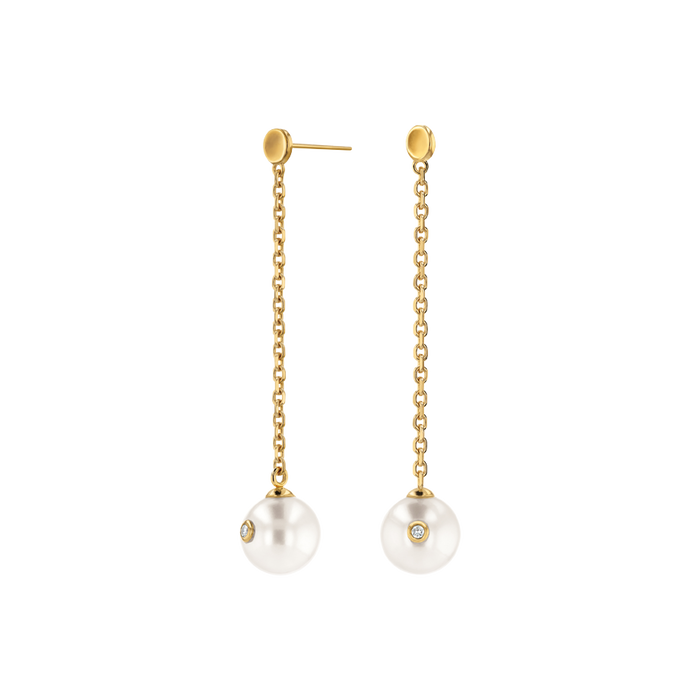 Movado Pearl With Diamond Accent Drop Earrings