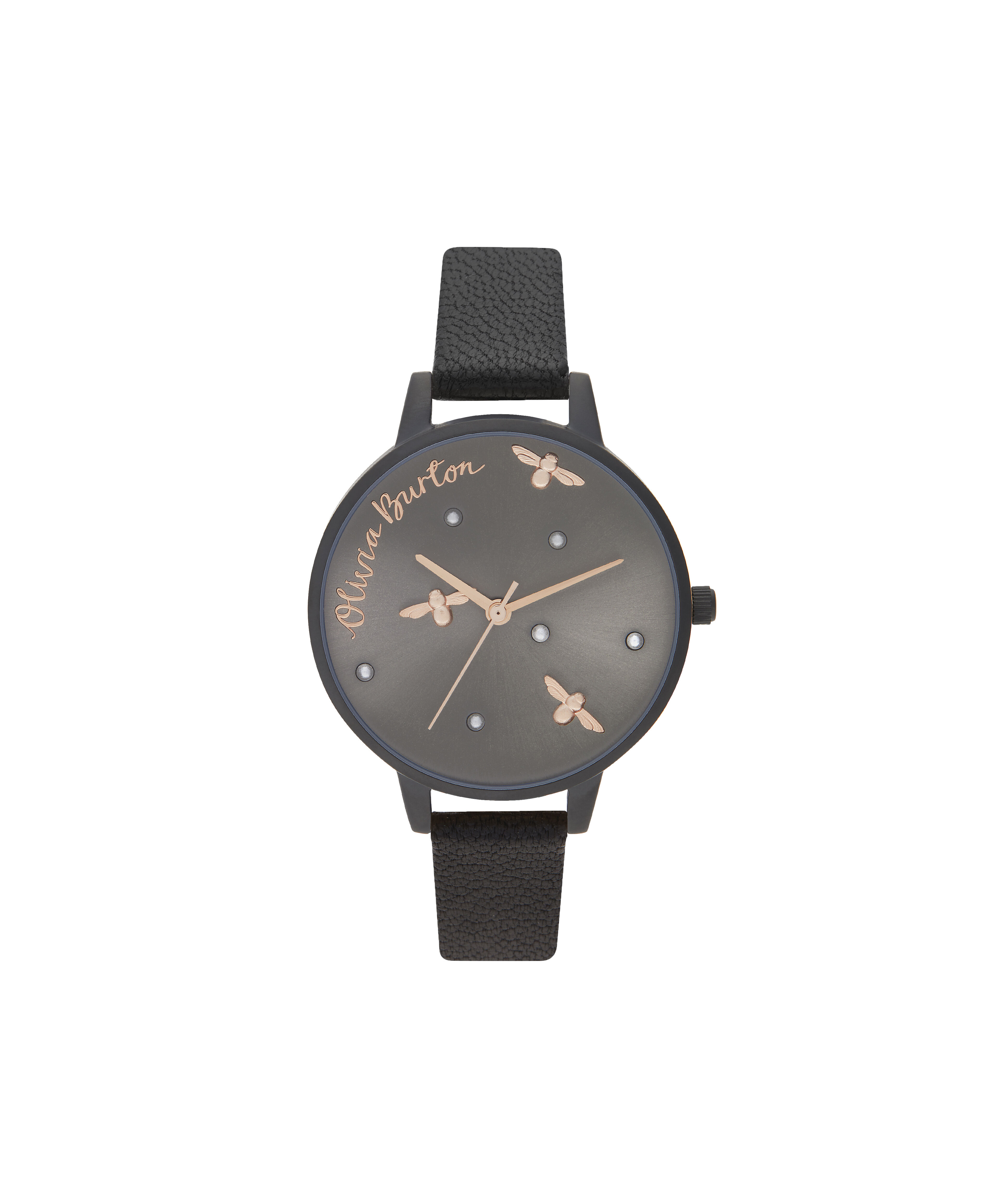 Pearly Queen Matte Black Rose Gold Olivia Burton London