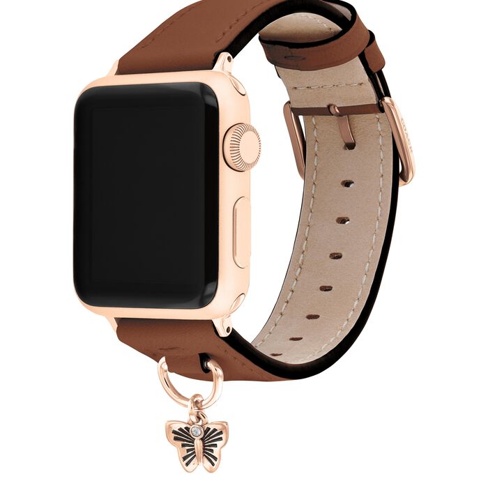 Coach Apple Watch Canvas Strap - Red/Brown